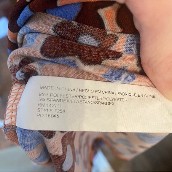 Eloquii 60s Mod Floral Keyhole Mock Neck Midi Dress • Orange Blue Brown Size 20 - Picture 8 of 10